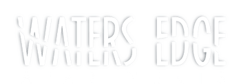 The image shows a logo for "Waters Edge Apartments".